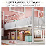 SHA CERLIN Queen Size Bed Frame with Headboard,Metal Bed Frame with Butterfly Pattern Design Headboard & Footboard,No Box Spring Needed,Easy Assembly,White SHA CERLIN