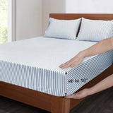 Mejoroom Striped Full Size Sheets - 1800TC Luxury Full Sheets with 16 Inch Deep Pocket - Premium Bedding Collection - Extra Soft, Breathable, Wrinkle, Fade & Stain Resistant - 4 Piece (Blue Stripe) Mejoroom