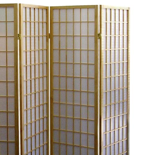 Transform Your Space with a 70" Tall 4-Panel Japanese Style Room Divider - Beautiful Natural Wood Finish! Zjjseloru