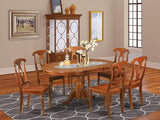 East West Furniture PONA7-SBR-W 7 Piece Kitchen Table Set Consist of an Oval Dining Table with Butterfly Leaf and 6 Dining Chairs, 42x60 Inch, Saddle Brown East West Furniture