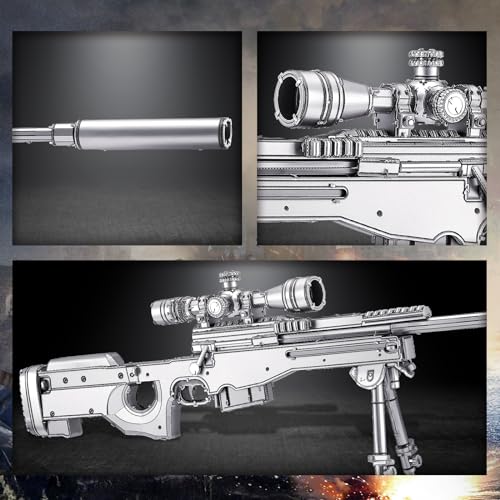 Piececool 3D Puzzles for Adults, AWM Sniper Rifle Gun Model to Build Kits DIY Assembly Super Magnum Metal Model Kits Birthday Gifts Hobbies for Adult, Beginners Level