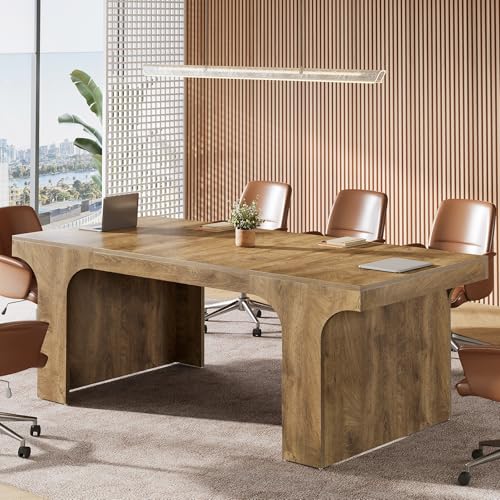 Tribesigns 70.87" W x 31.5" D Executive Conference Table for 6-8, Large Office Meeting Table, Simple Computer Writing Desk Workstation for Meeting Room, Boardroom, Wood Grain Tribesigns