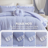 Intelligent Design Rowena Full Comforter Set – Blue Gingham Ruffled Bedding, Vintage Farmhouse Style, Reversible All Season 4-Piece Bedding Set, Full/Queen, Gift for Her Intelligent Design