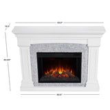 Real Flame Deland Grand Electric Indoor Fireplace with Remote Control, Realistic Infrared Fireplace with Heater, White Real Flame