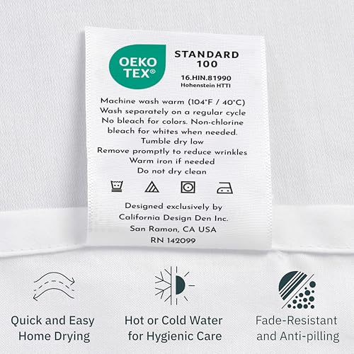 California Design Den Queen Sheet Set - Natural 100% Cotton Sheets Queen Size Bed Set with Deep Pockets, Soft Sateen Weave, Breathable and Durable Bedding (White)