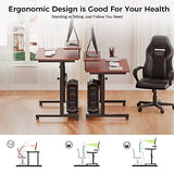 EUREKA ERGONOMIC Height Adjustable Standing Desk, Mobile Desk with Detachable Hutch 41", Teak EUREKA ERGONOMIC