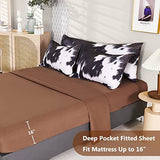 SUCSES King Size Comforter Set 8 Pieces Western Farmhouse Style Bedding Set Highland Rustic Cow Fur Print Bed in A Bag Comforter Set with Sheets (Cow Fur Pattern, King) SUCSES