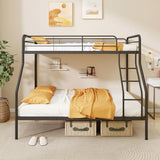 Giantex Metal Bunk Beds Twin Over Full Size, Heavy Duty Bunk Bed for Teens Adults with Ladder & Guardrails, Space Saving Metal Bunk Bed for Dorm, Bedroom, Apartment, No Box Spring Needed (Black) Giantex