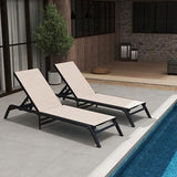 Murago Outdoor Chaise Lounge Chairs Set of 2, No Assembly Required, 5-Position Adjustable Backrest, Foldable Lightweight Patio Lounge for Poolside, Deck, Lawn & Beach, Khaki