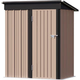 Greesum 5×3 FT Outdoor Storage Shed, Metal Storaged Sheds Without Floor, Tool Sheds with Lockable Doors and Sloping Roof for Garden, Patio, Backyard, Brown Greesum