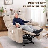 Massage Rocking Recliner Chair, Ergonomic Recliners Sofa with Vibration Massage & Heat, Rocking Chair Nursery Chair for Living Room Lounge with 4 Pockets, 2 Cup Holdersrt, Beige