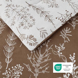 Bedsure Full Comforter Set - Brown Bed Set, 3 Pieces Cute Floral Bedding, 1 Soft Reversible Botanical Flowers Comforter and 2 Pillow Shams