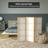 4 ft. Short Double Cross Shoji Screen - Natural - 3 Panels Red Lantern