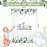 HunnmingRe Baby Safari Animals Crib Bedding Set 3 Pcs Crib Set Baby Blanket, Fitted Sheet, Pillowcase Soft Flannel Nursery Bedding for Standard Infant Bed and Toddler Mattress Newborns Gifts HunnmingRe