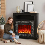 40" H Electric Fireplace with Mantel, 23" 4800 BTU Freestanding Electric Fireplace for Small to Medium Rooms, Heating to 60-99°F, LED Flame, Overheat Protection, Remote Control, Black Wood Grain ViridKnot