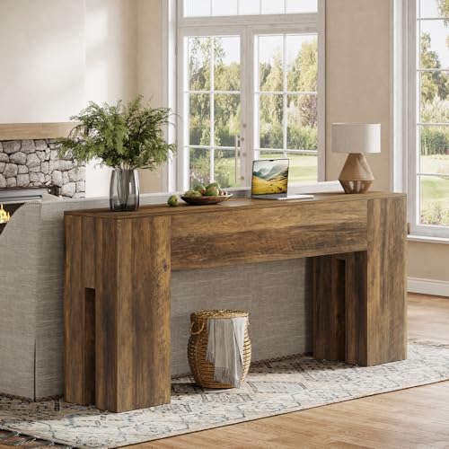 Tribesigns 71-Inch Long Console Table for Entryway, Farmhouse Sofa Console Behind Couch, Entry Table for Hallway, Foyer, Living Room, Brown Tribesigns