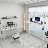 Whole Piece Manual Standing Desk Adjustable Height with Lockable Casters- Hand Crank Stand up Desk with Wheels, Mobile Sit to Stand Workstation with Handle iWkstation