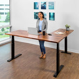 S STAND UP DESK STORE Triple Motor Electric L-Shaped Corner Standing Desk with EZ Assemble Frame (Black Frame/Solid Walnut Top, 71 inch W x 71 inch D) S Stand Up Desk Store