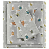 True North by Sleep Philosophy Cozy Flannel Warm 100% Cotton Sheet - Novelty Print Animals Stars Cute Ultra Soft Cold Weather Bedding Set, Full, Grey Dogs 4 Piece Sleep Philosophy