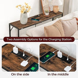 MAHANCRIS Console Table, Narrow Sofa Table, 43.3” Entrance Table with Power Station, Behind Couch Table, Simple Style, for Living Room, Hallway, Entryway, Foyer, Rustic Brown and Black CTHR112E01 MAHANCRIS