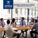 ahliss Sturdy Conference Table with Cable Management Grommets Modern Rectangle Office Meeting Table with Wood Tabletop and Metal Frame & Legs- Easy Assembly Boardroom Table (Natural, 12 foot) ahliss
