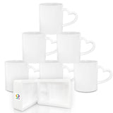 MR.R Sublimation Blanks Dishwasher White Ceramic Coffee Mugs 11oz Blank Ceramic Classic Drinking Cup Mug with Heart Handle For Milk Tea Cola Water, Set of 6… MR.R