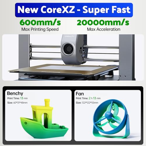 Creality Ender 3 V3 Speedy 600mm/s CoreXZ 3D Printer with Touchscreen, Clog-Free Dual-Gear Direct Extruder, Auto Leveling, Smart Self-Check, Input Shaping with G-Sensor, Full Metal Design - WoodArtSupply