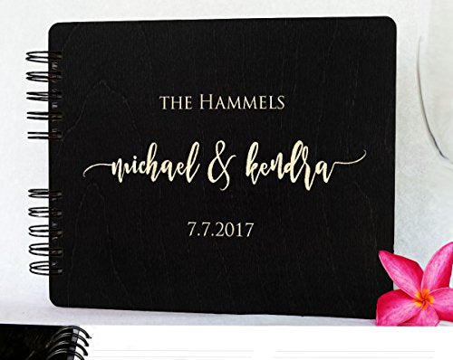 Wood Wedding Guest Book Personalized Wooden Rustic Charm Custom Engraved Bride and Groom Names Date Vintage Monogrammed Unique Bridal Gift Idea Guest - WoodArtSupply