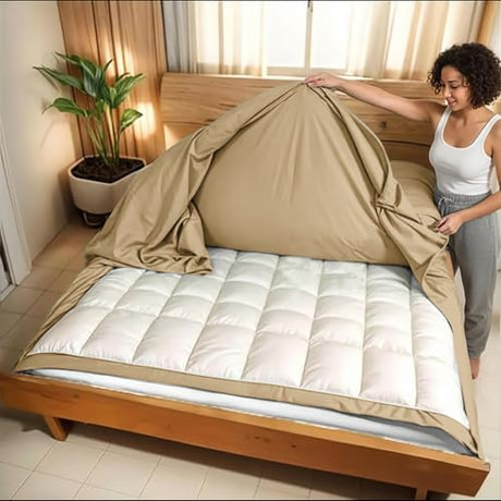 3 Side Zipper Duvet Cover Set Queen Size - Unique Design Microfiber Duvet Cover Set with 3 Sided Zipper Closure, 3 PCS Queen Size Duvet Cover (90"x90") & 2 Pillow Cases(20"x30"), Taupe PURE ECO