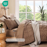 AMBERSPACE Queen Comforter Set Brown, Tufted Geometric Boho Bedding Farmhouse Bed Set, All Season 7 Pieces Bed in a Bag with Sheets, Pillowcases & Shams AMBERSPACE