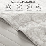HORIMOTE HOME Floral Quilt Set King Size 3 Pieces, Taupe Flower Fine Printed Reversible Botanical Bedspreads Bedding Sets, Soft and Lightweight Bed Coverlet for All Season HORIMOTE HOME