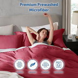Hearth & Harbor Full Duvet Cover Set - Full Soft Prewashed Burgundy Red Duvet Cover, 3 Piece Set with Zipper Closure, 1 Duvet Cover 80x90 inches and 2 Pillow Shams Hearth & Harbor