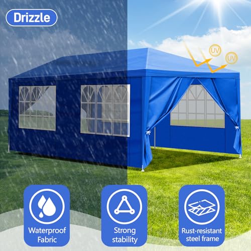 Outvita Outdoor Party Tent, Patio Canopy Tent Gazebo with Removable Sidewalls Instant Event Tent for Cater Events Wedding Birthday Pavilion Beach BBQ(10'x20') Outvita