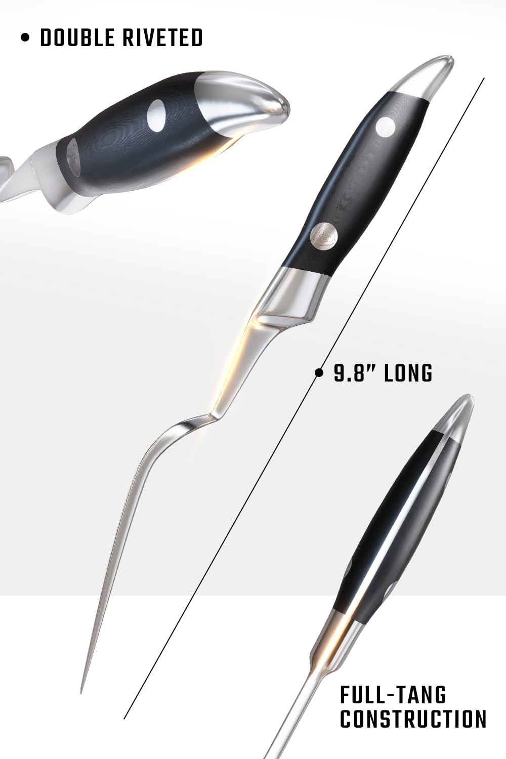 Dalstrong Carving Knife & Meat Fork Set - Gladiator Series Elite - 8" Honing Rod - Forged HC German Steel - 9 inch Carving Knife & Sheath - Hollow Ground Carving Set - Matching Fork - NSF Certified Dalstrong