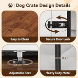 71" Large Dog Crate Furniture for 2 Dogs, Wooden Double Dog Crate, Indoor Dog Kennel TV Stand with Divider and Cushion for Large Medium Dogs, White/Brown GarveeLife
