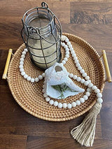 LSKYTOP 58 Inches Wood Bead Garland with Tassel,Farmhouse Rustic Prayer Boho Wooden Beads for Tiered Tray Coffee Table Mantel Decor (1 Pack) LSKYTOP