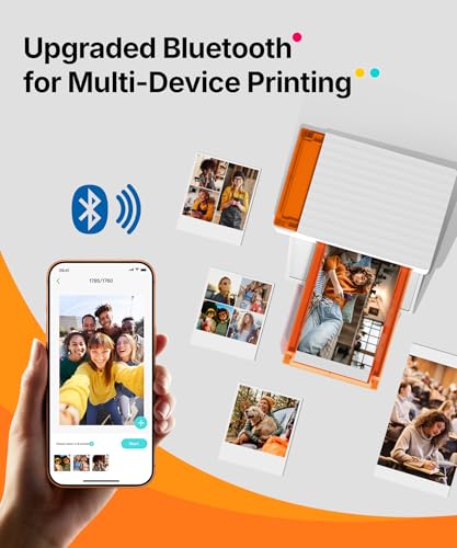 Liene Amber M110 Bluetooth Photo Printer 80 Sheets, Portable Photo Printer for iPhone, Thermal Dye Sublimation, Picture Printer 60 Sheets 4x6 Paper & 20 Sheets 3" Square Sticker Paper & 2 Cartridges Liene