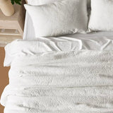 EVERGRACE Velvet Quilt Set King Size, Luxurious Soft Quilted Bedding Sets, Lightweight Velvet Comforter for All Season, Striped Channel Bedspread Coverlet with 2 Shams, Bright White EVERGRACE