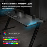 EUREKA ERGONOMIC Gaming Desk with LED Lights Home Office RGB Table, Small Gaming Desk, Computer Table, Black EUREKA ERGONOMIC