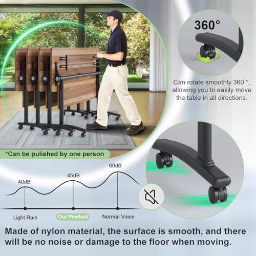 Conference Tables,Folding Conference Room Tables Office Table Flip Top Mobile Modular Meeting Training Tables with Silent Wheels,Seminar Boardroom Table for Home Office (4 Pack, 55.1x23.6x29.5) Crevew