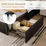 SHA CERLIN Queen Platform Bed Frame with 2 Large Storage Drawers - Heavy Duty Metal & Rustic Wood, Noise-Free, No Box Spring Needed, Black SHA CERLIN