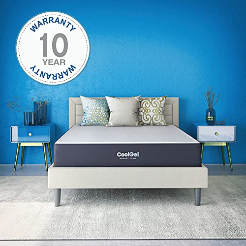 Cool Gel 10 Inch Twin Size Mattresses Memory Foam Medium Firm, Twin Memory Foam Mattress Cooling, Made in the USA, 10" Depth with Pressure Relief, CertiPUR-US Certified No Fiberglass, CoolGel Bed COOL GEL