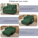 Portaforta Sleeper Sofa with Pull Out Couch Bed, 48" Convertible Pull-Out Sofa Bed Chair, 3-in-1 Futon Couch with Reclining Backrest and Side Pockets for Living Room Bedroom Apartment, Green Portaforta