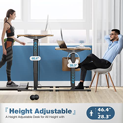 Sweetcrispy Electric Standing Desk Adjustable Height, 40x24 Inch Sit Stand Up Home Office Desks Computer Workstation PC Work Table with 3 Memory Preset Splice Wood Board Metal Frame, Rustic Sweetcrispy