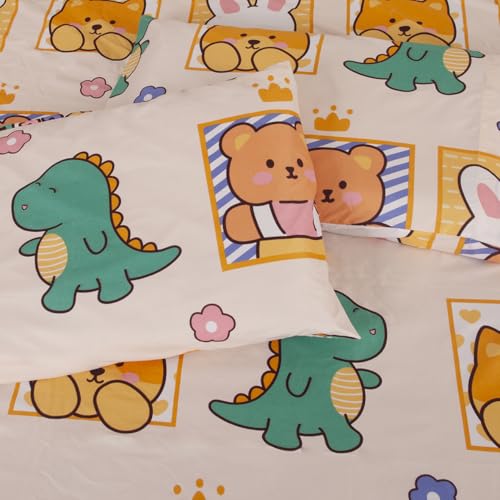 Comfy Deal Hight Thread Count Super Soft Microfiber Kid Breathable Bed Sheet Set with Pillowcase, Flat and Fitted Sheet (Twin, Dinosaurs, Rabbit & Teddy Bear) Comfy Deal