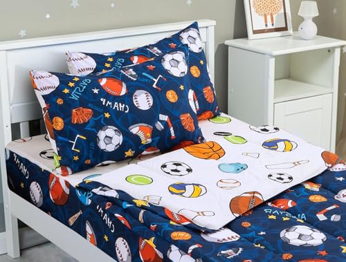Meeting Story 3pcs Kids Comforter Sets Zipper Bedding Set for Boys,Twin Kid Bedding Set Basketball Football Baseball Comforter Sports Bedding for Kid,All in one Zipper Bedding（Navy,Twin） Meeting Story