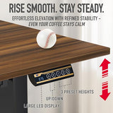 SHW 55 x 28 Inches Electric Height Adjustable Standing Desk with Drawer and Memory Preset, Walnut SHW