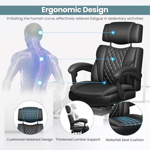 Executive Office Chair, Gaming Chairs with Footrest, Home Office Desk Chair, Ergonomic Computer Chairs with Lumbar Support, Suitable for Office and Home Use fidom