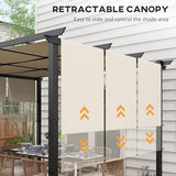 Outsunny 10' x 12' Retractable Pergola Canopy, Metal Pergola Outdoor Sun Shade Shelter for Porch, Patio, Backyard, Deck, Beige Outsunny