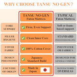 タンスのゲン Japanese Futon Mattress, Twin, Shikibuton for Firm, Even Support – Traditional Batting Core, 4-Inch Thick, 100% Cotton Cover, 2220005000(92515) タンスのゲン